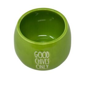 Rae Dunn GOOD CHIVES ONLY Green Ceramic Planter Herb Pot Farmhouse Decor